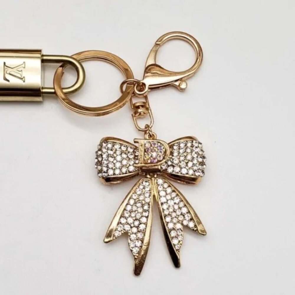 Louis Vuitton Gold Padlock Key 🔒 Authentic LV Charm + Unbranded Ribbon Keychain - Picture 5 of 7
